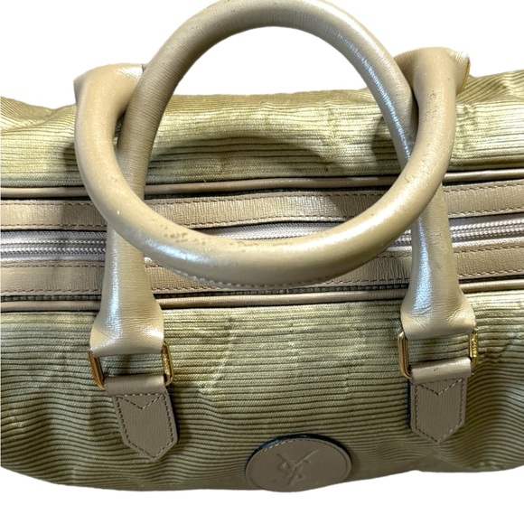 YSL Leather and Fabric Duffel Bag! Vintage Green/Taupe - Picture 10 of 16